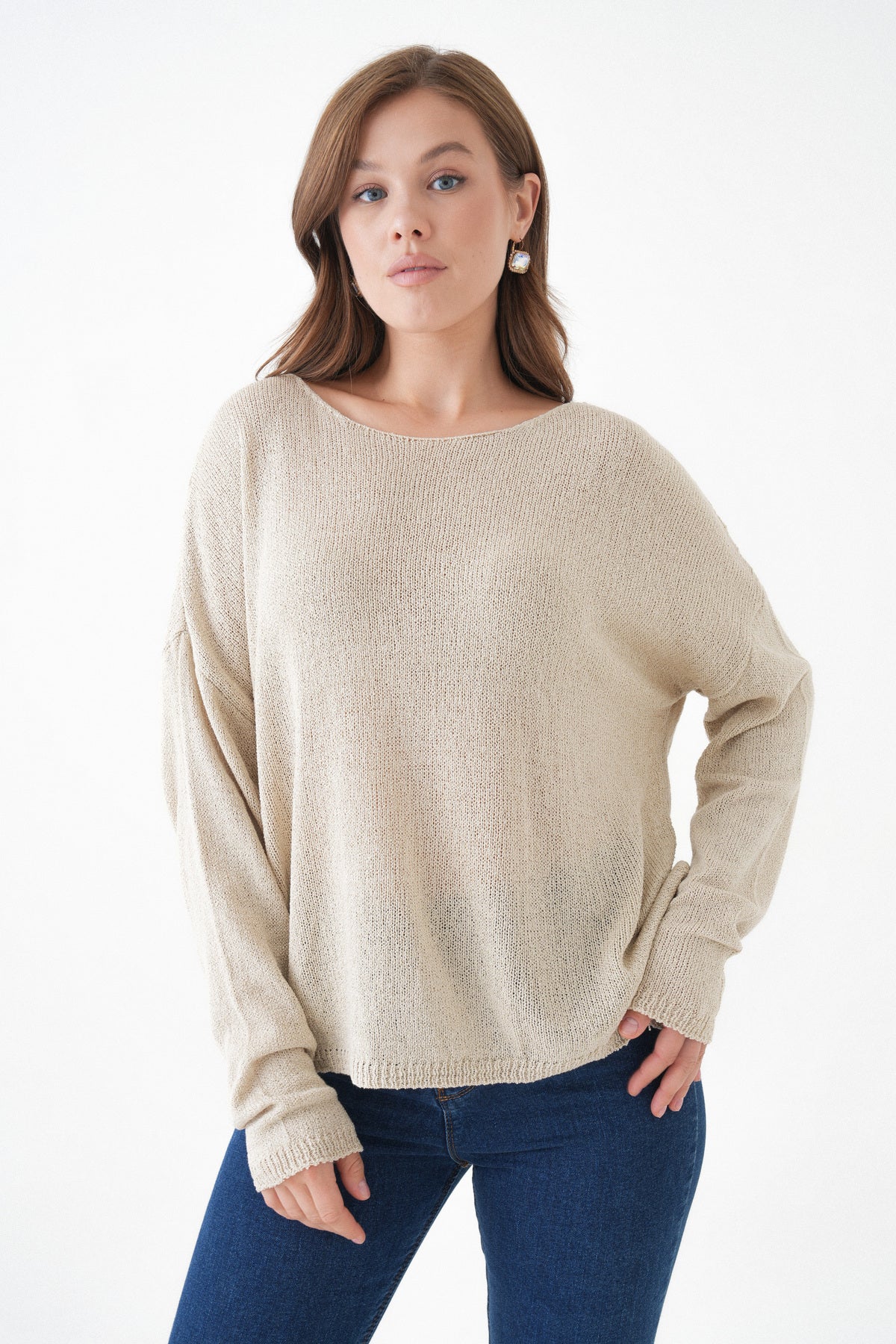 Oversize-Pullover mit breitem Kragen