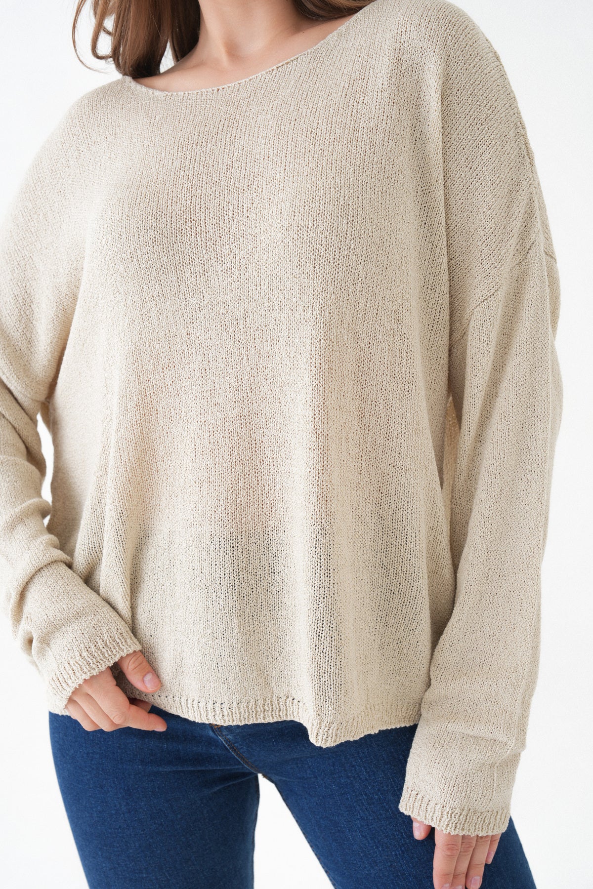 Oversize-Pullover mit breitem Kragen