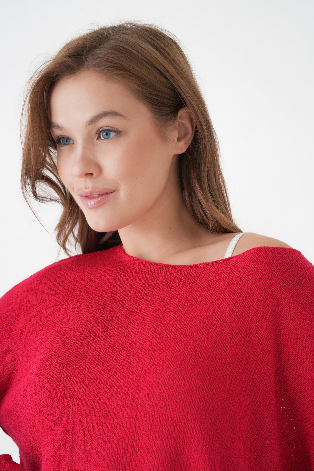 Oversize-Pullover mit breitem Kragen