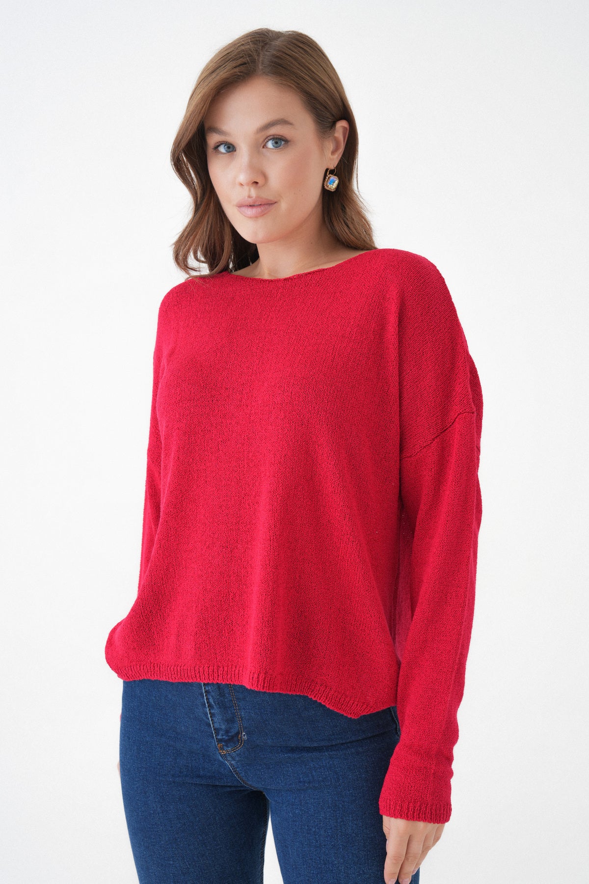 Oversize-Pullover mit breitem Kragen