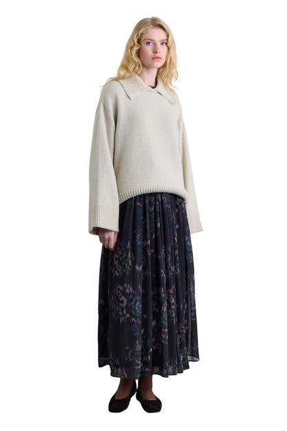 Oversize-Pullover mit breitem Kragen, grün