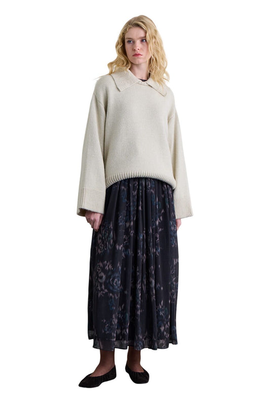 Oversize-Pullover mit breitem Kragen, grün