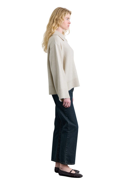 Oversize-Pullover mit breitem Kragen, grün