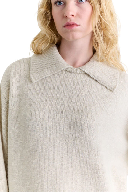 Oversize-Pullover mit breitem Kragen, grün