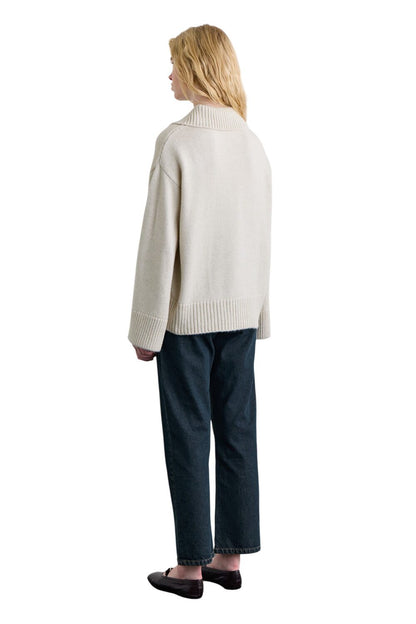 Oversize-Pullover mit breitem Kragen, grün