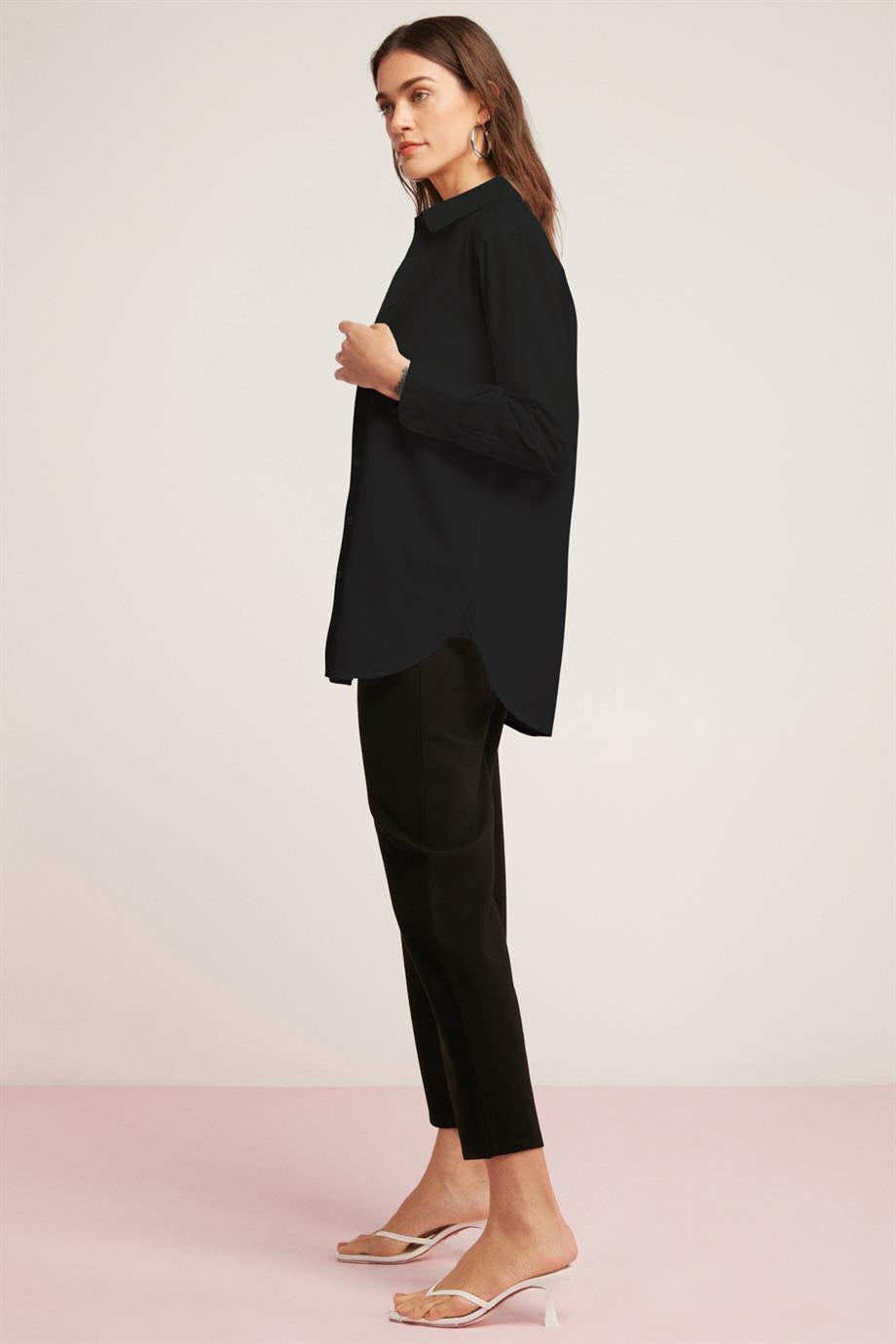 ETHIQUET GEORGIA Damen Oversize Baumwollbluse Schwarz