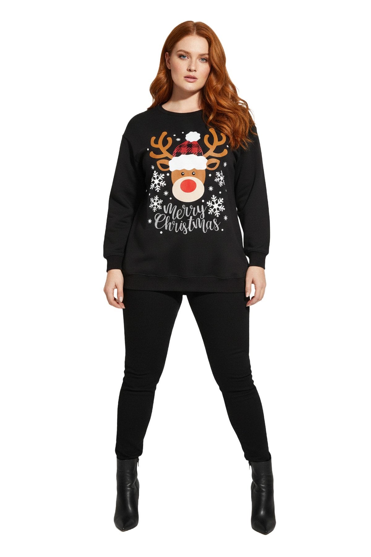 Sweatshirtkleid mit Hirschmuster