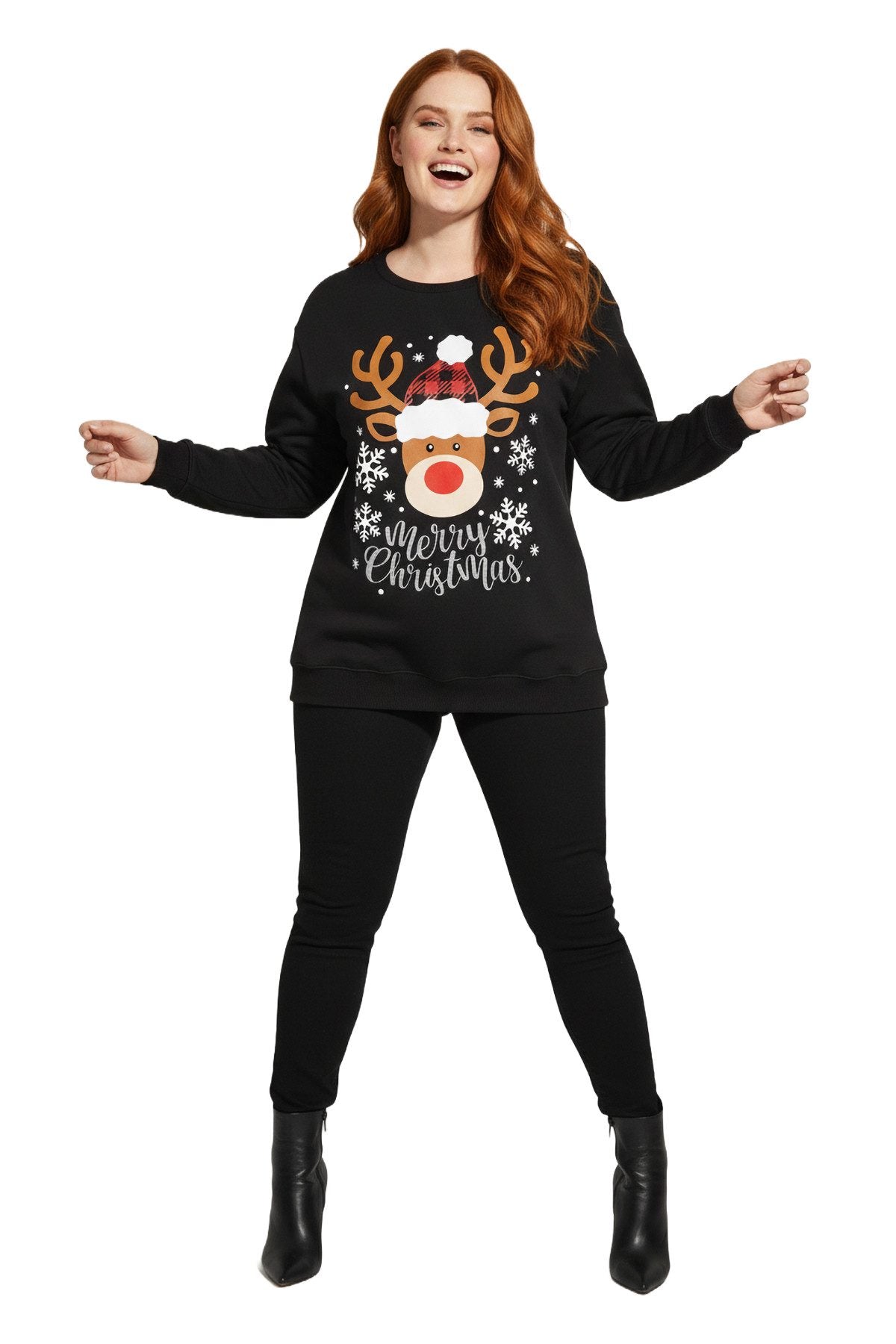 Sweatshirtkleid mit Hirschmuster