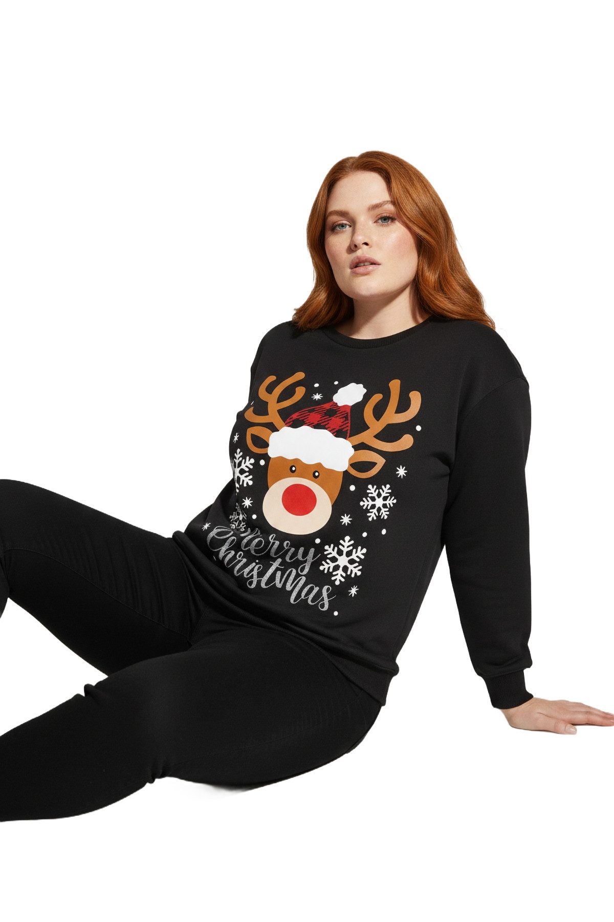 Sweatshirtkleid mit Hirschmuster