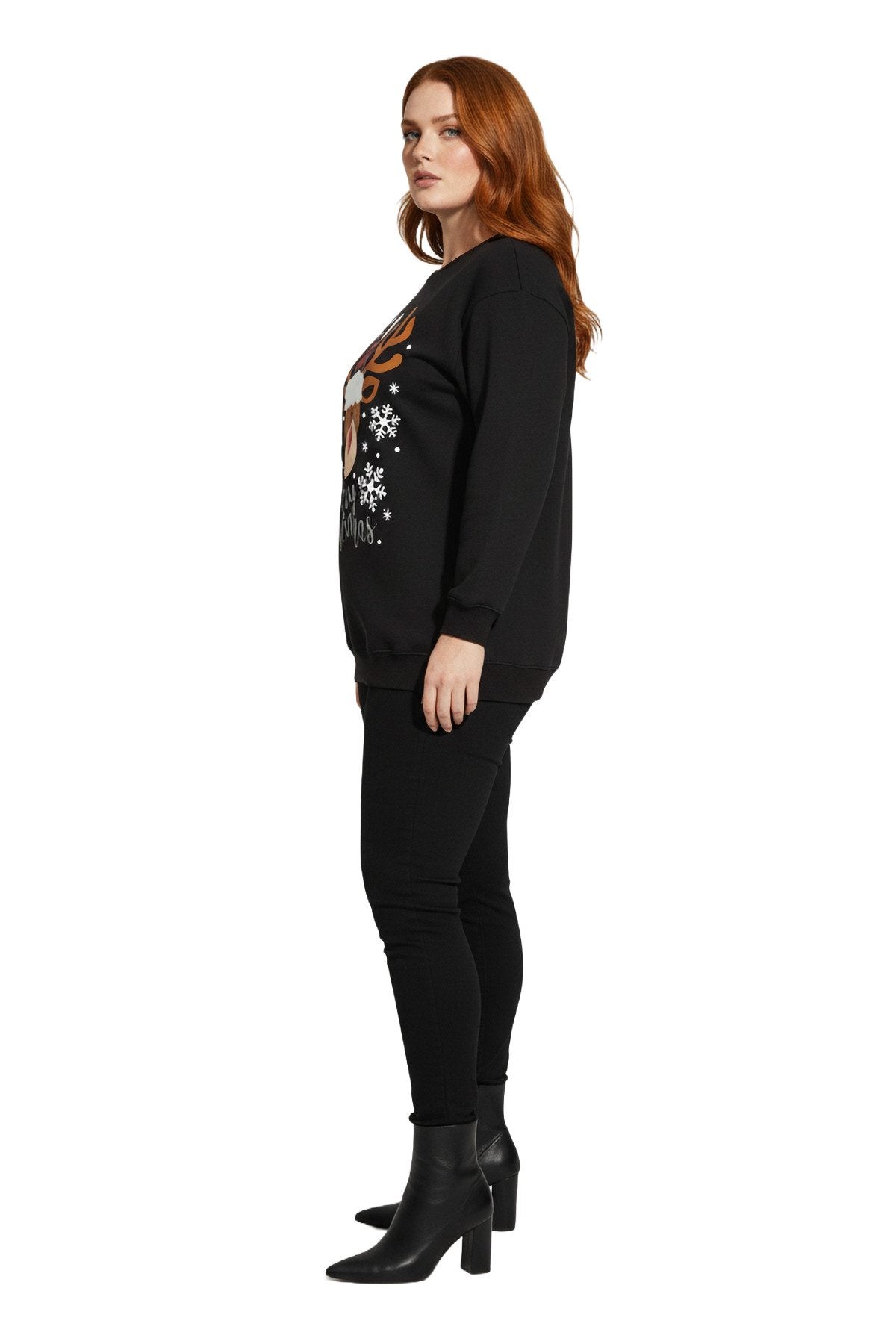 Sweatshirtkleid mit Hirschmuster