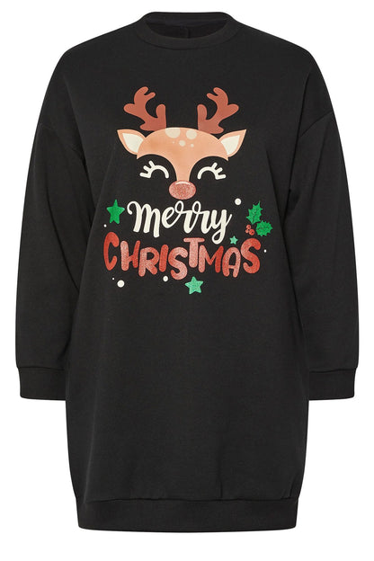 Sweatshirtkleid mit Hirschmuster