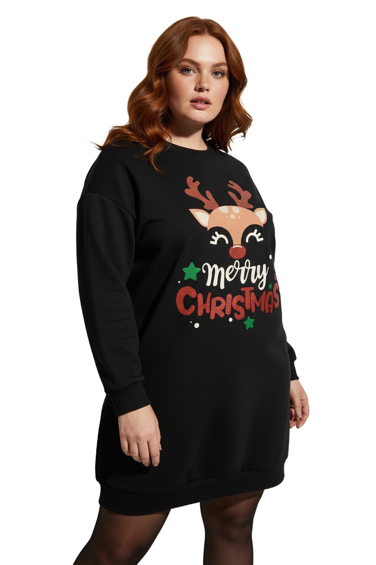 Sweatshirtkleid mit Hirschmuster
