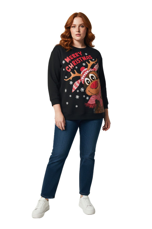 Sweatshirt mit Hirschmuster
