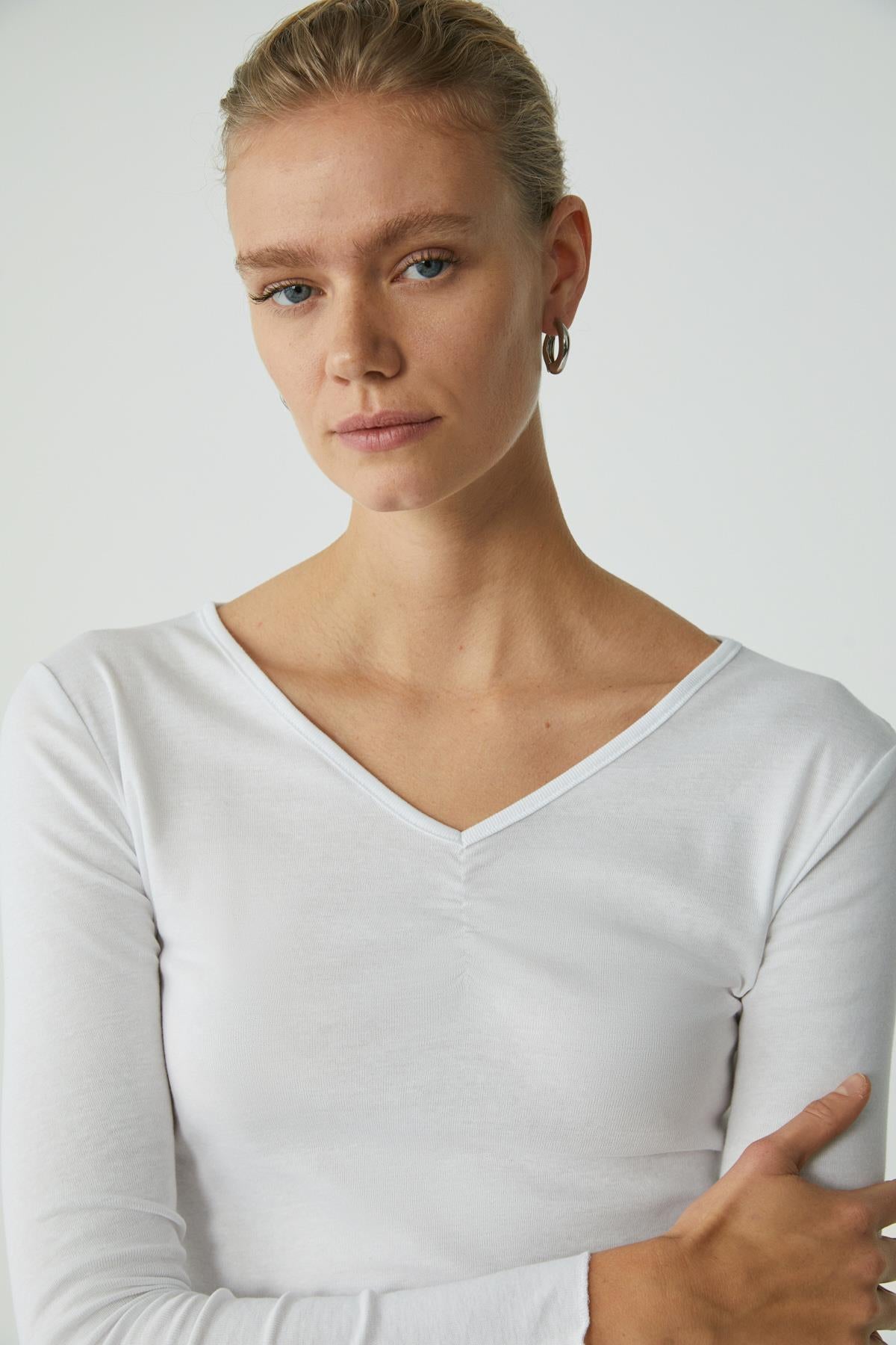 ETHIQUET GILLIS Damen Regular Fit Baumwollbluse Weiß