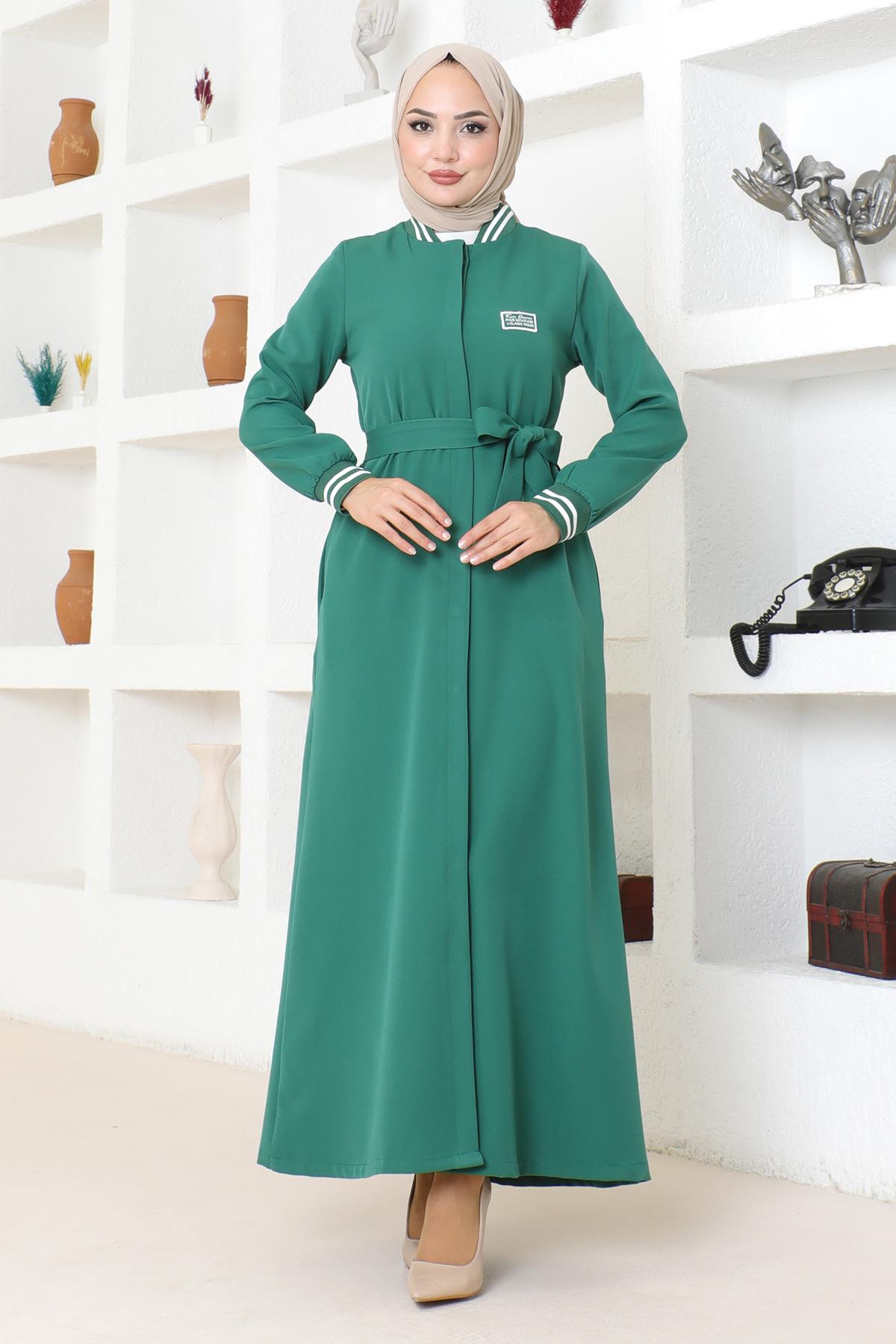 Smaragd Knopfleiste gerippte Abaya MSW19214-4