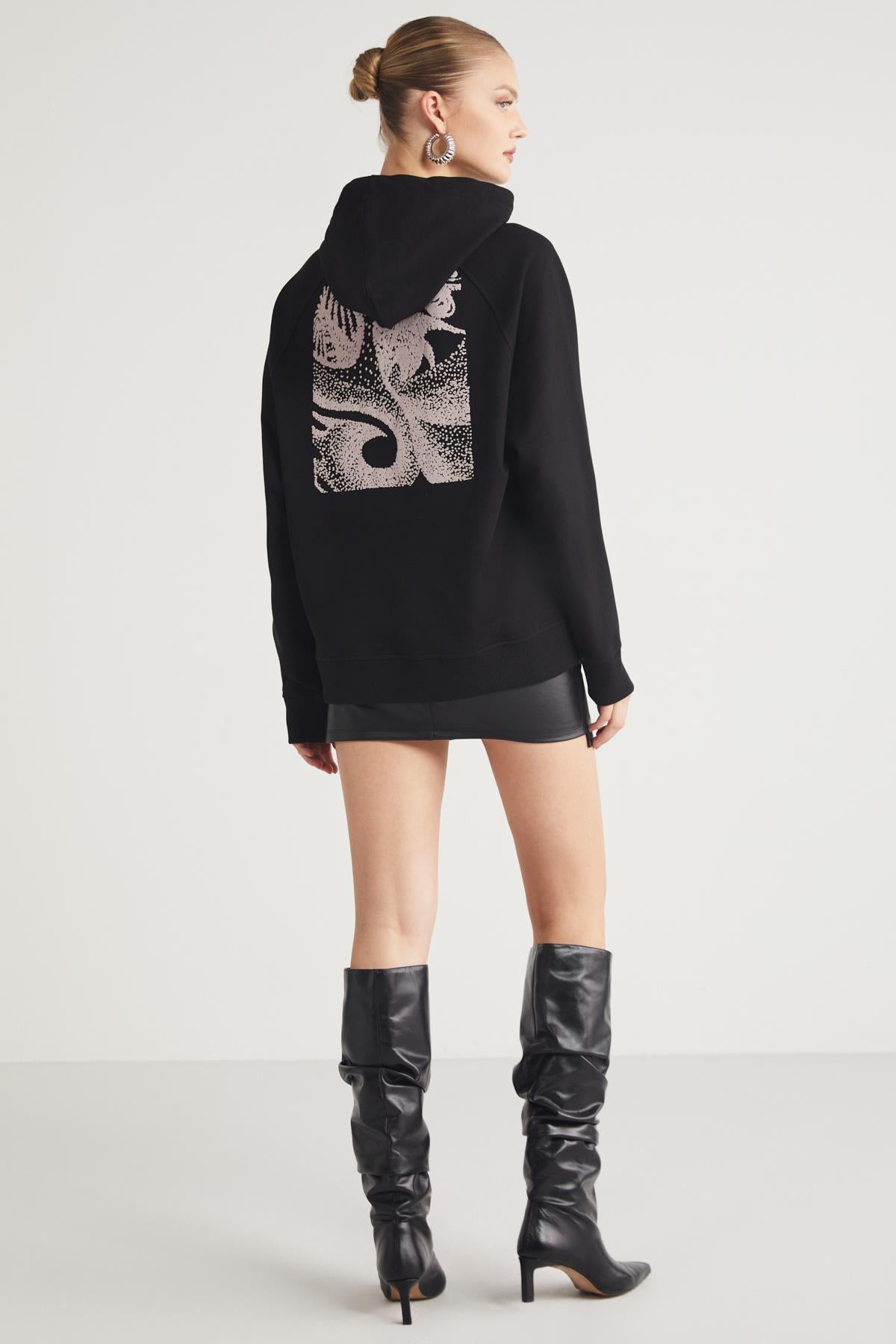 ETHIQUET GLACE Damen Kapuzensweatshirt Schwarz