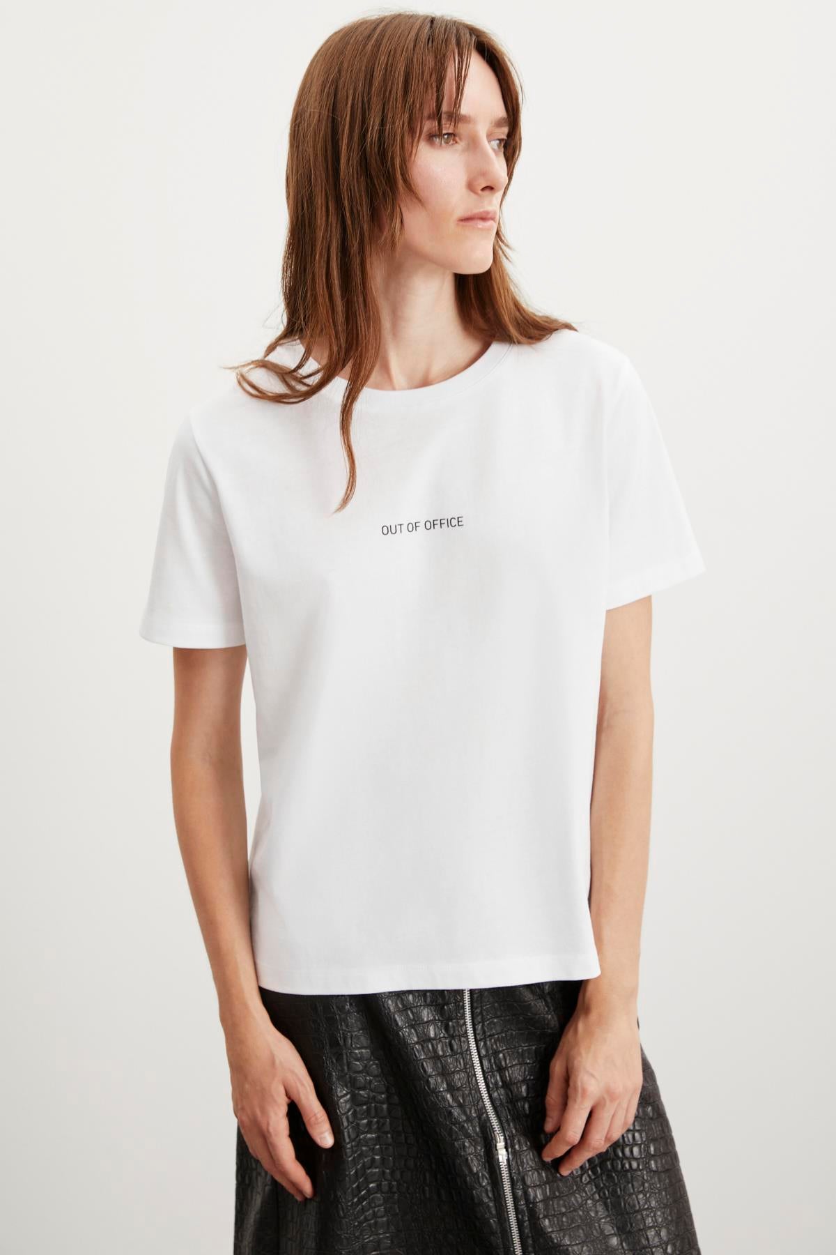 GRIMELANGE GLENDA Basic Regular T-Shirt Weiß