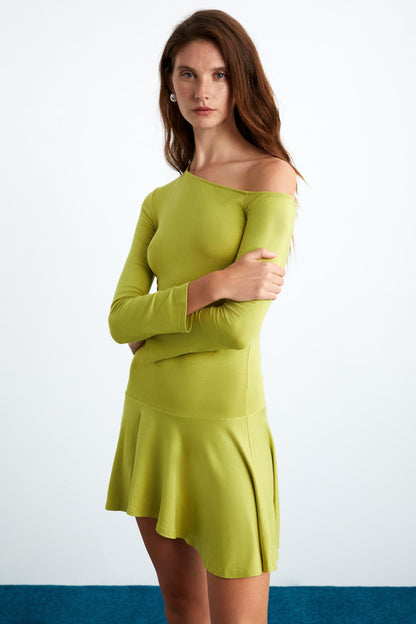 GLENIS Damen Viskose Asymmetrisch Kleid