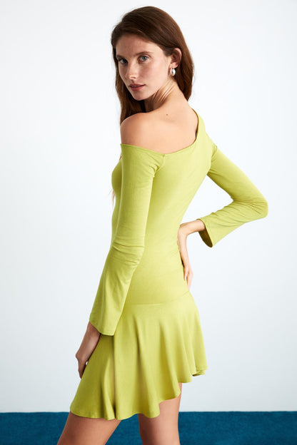GLENIS Damen Viskose Asymmetrisch Kleid