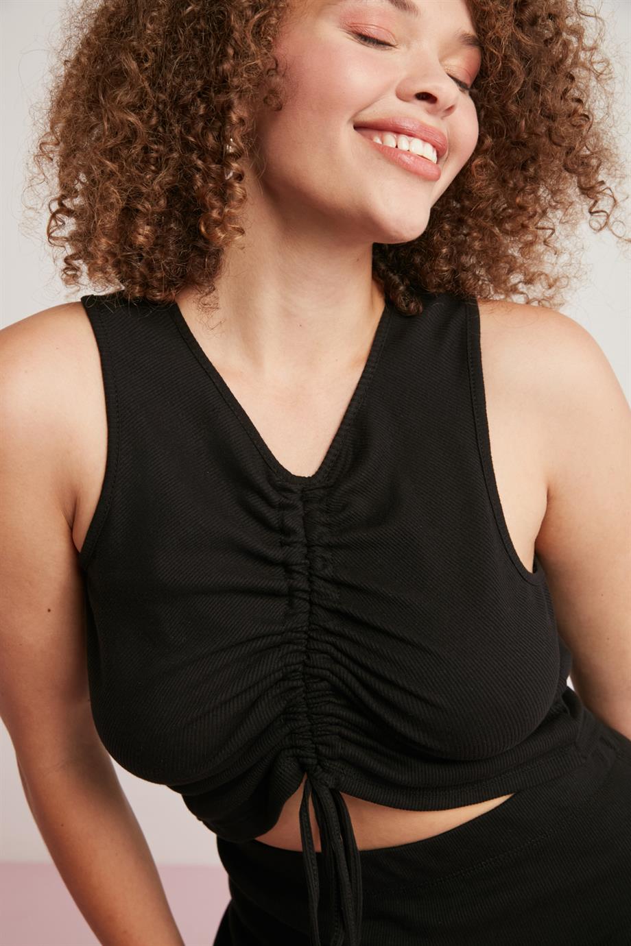 ETHIQUET GLORIA Damen V-Ausschnitt-Body Schwarz