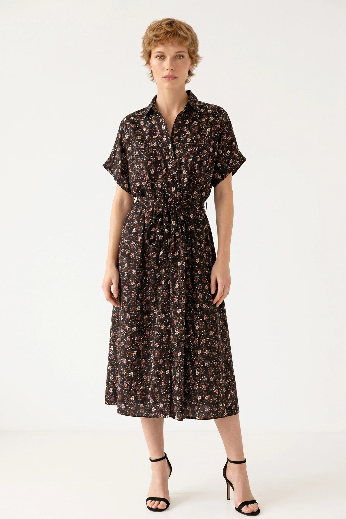 Blumen Kleid mit Taillengürtel