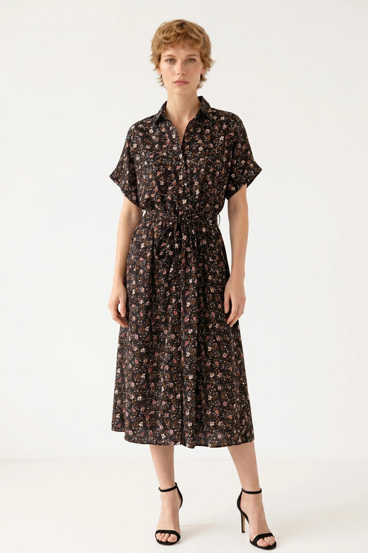 Blumen Kleid mit Taillengürtel