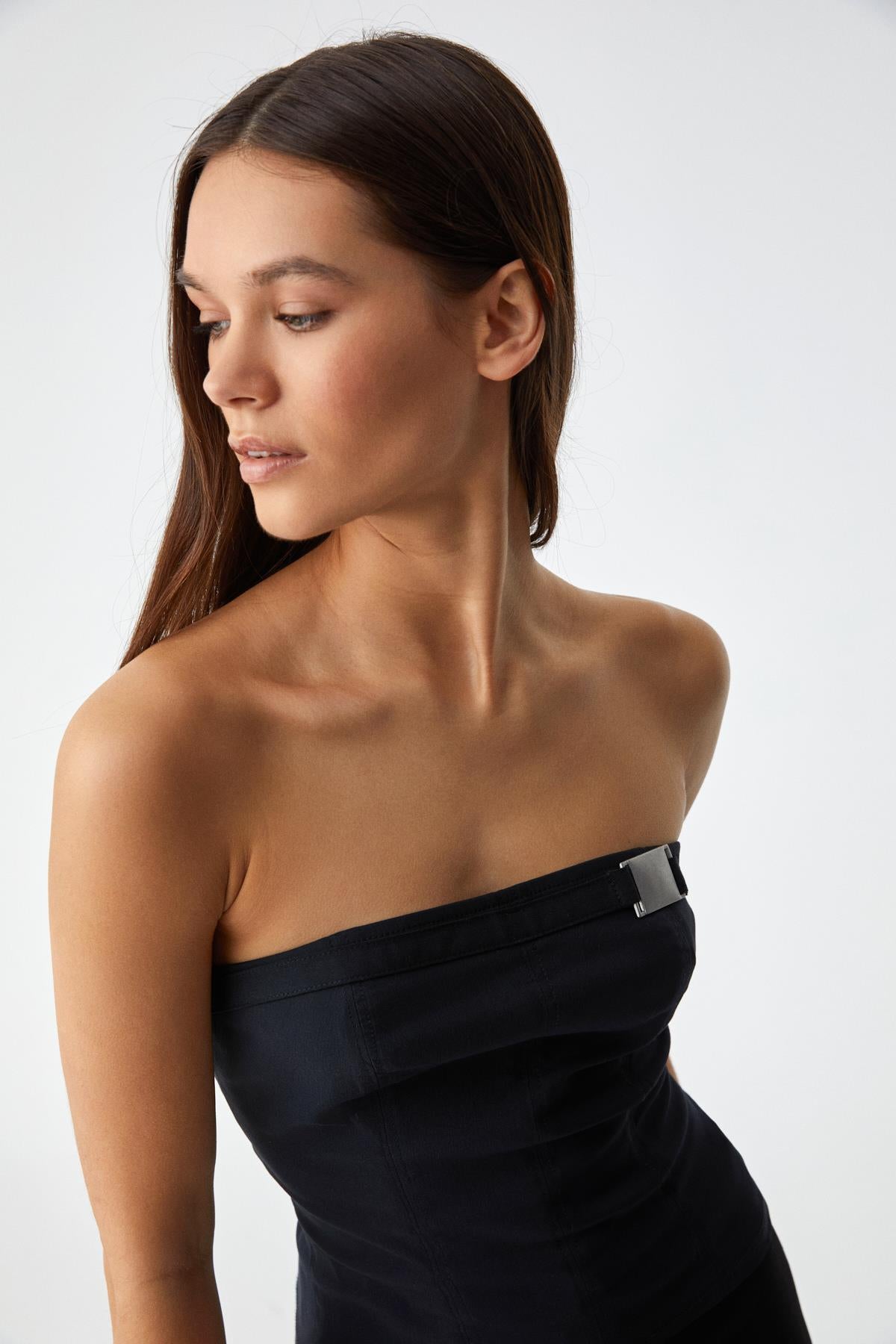 ETHIQUET GRESAS Damen Slim Ärmellos Bustier Schwarz