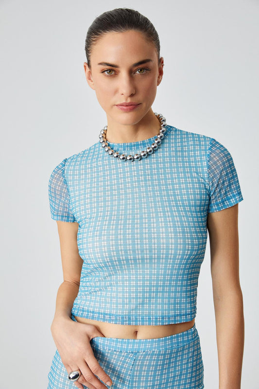 GRESNA Damen Slim Gestreiftes Tüll Shirt