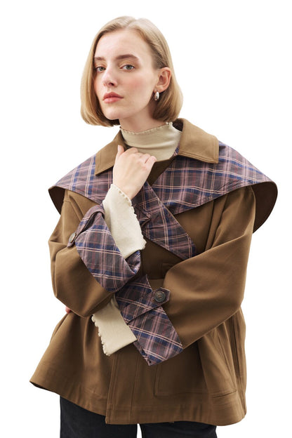 GRETA SHAWL DETAILED PARKA JACKET KHAKI