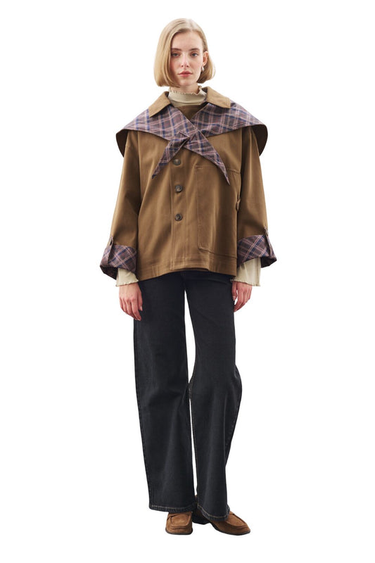 GRETA SHAWL DETAILED PARKA JACKET KHAKI