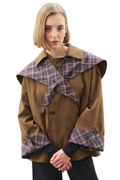 GRETA SHAWL DETAILED PARKA JACKET KHAKI