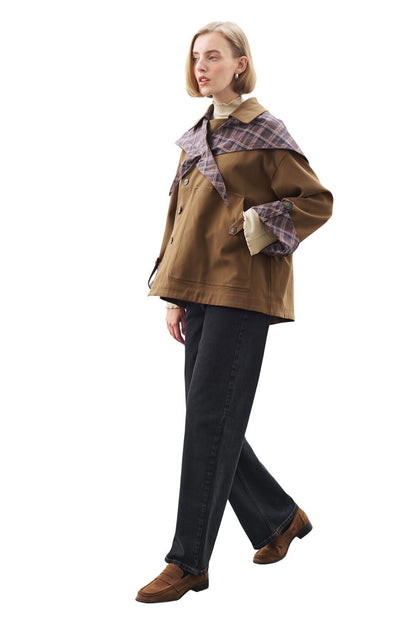 GRETA SHAWL DETAILED PARKA JACKET KHAKI