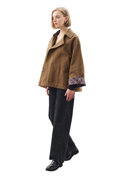 GRETA SHAWL DETAILED PARKA JACKET KHAKI