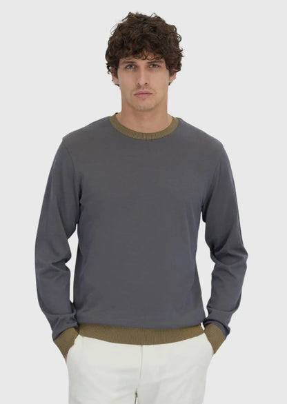 Graues, schlichtes Sweatshirt mit Rundhalsausschnitt