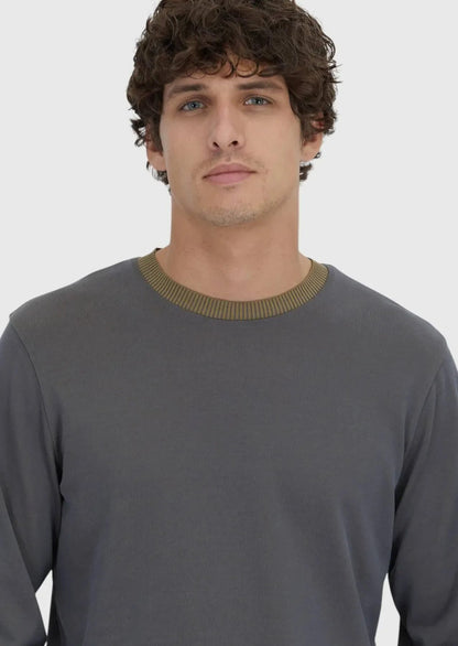Graues, schlichtes Sweatshirt mit Rundhalsausschnitt