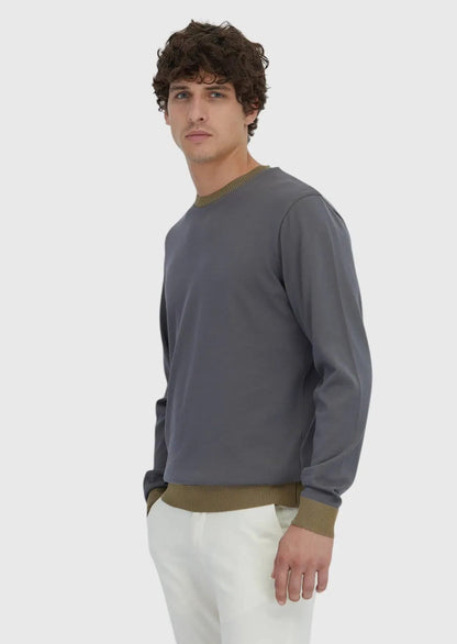 Graues, schlichtes Sweatshirt mit Rundhalsausschnitt