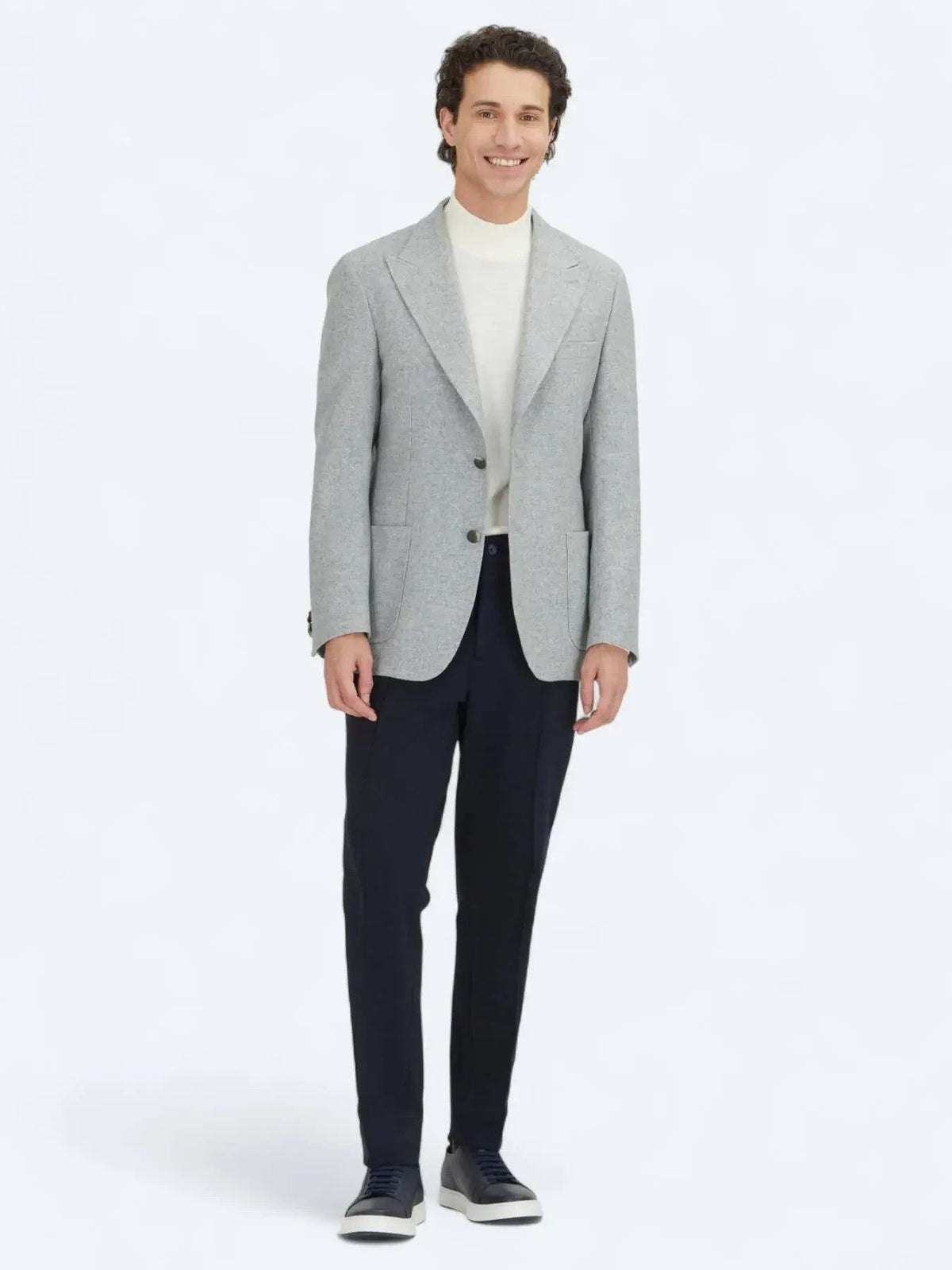 Grau gemusterte Modern Fit Wolljacke