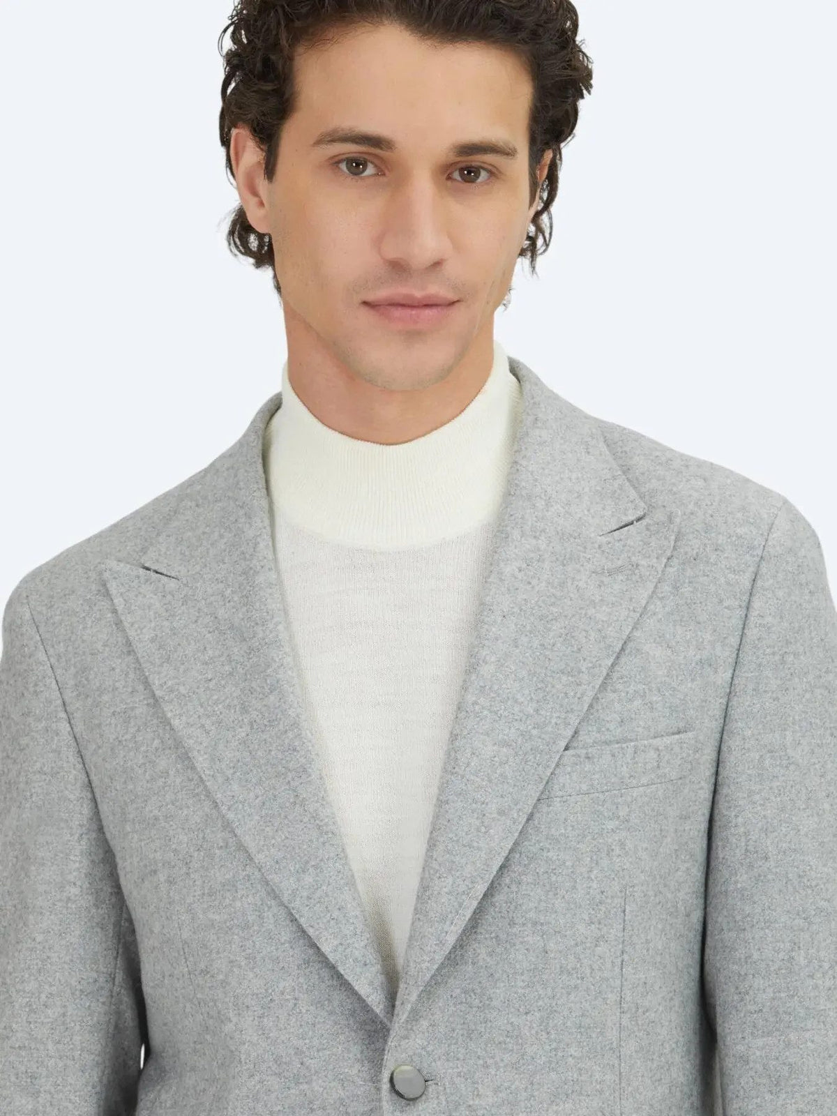 Grau gemusterte Modern Fit Wolljacke
