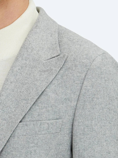 Grau gemusterte Modern Fit Wolljacke