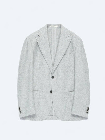 Grau gemusterte Modern Fit Wolljacke