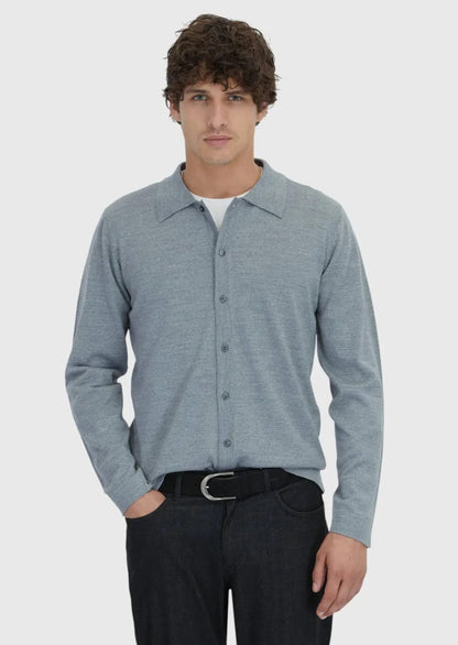 Graue Strickjacke mit Rollkragen aus Wollmischung