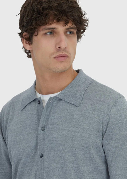 Graue Strickjacke mit Rollkragen aus Wollmischung