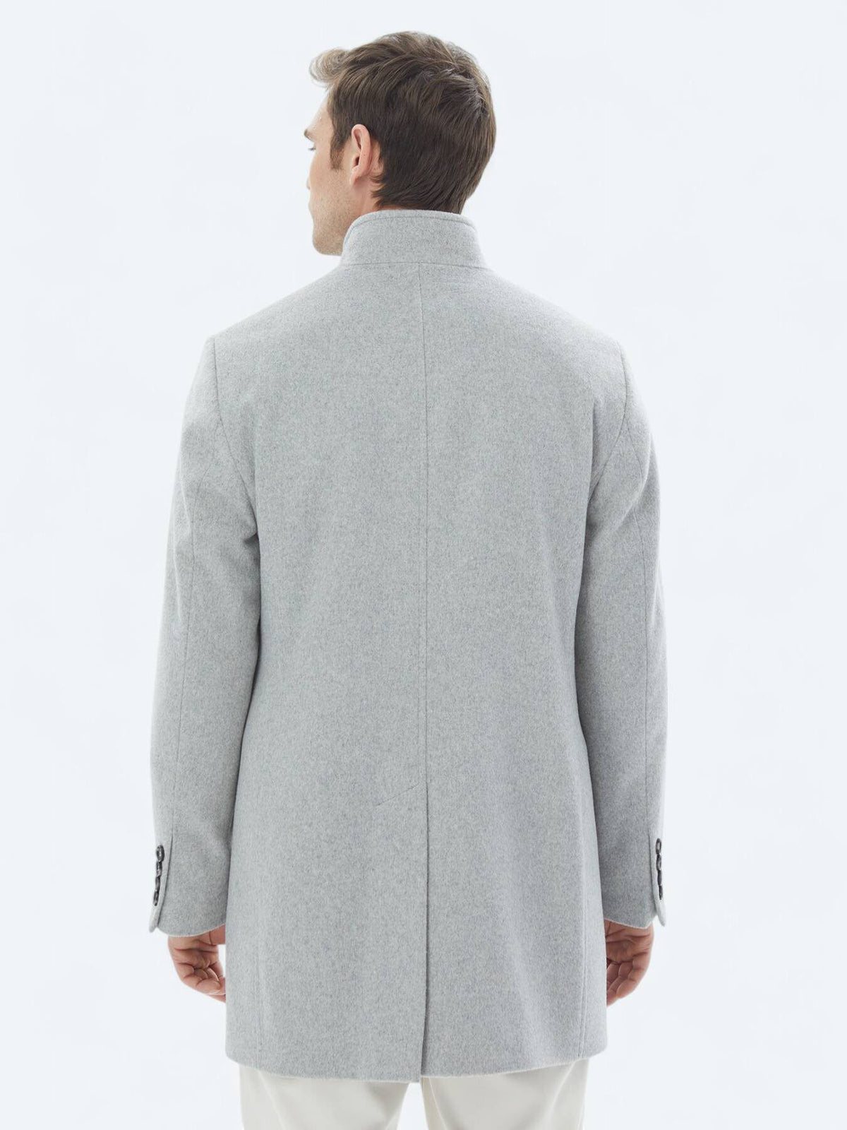 Grau Regular Fit Rollkragenmantel