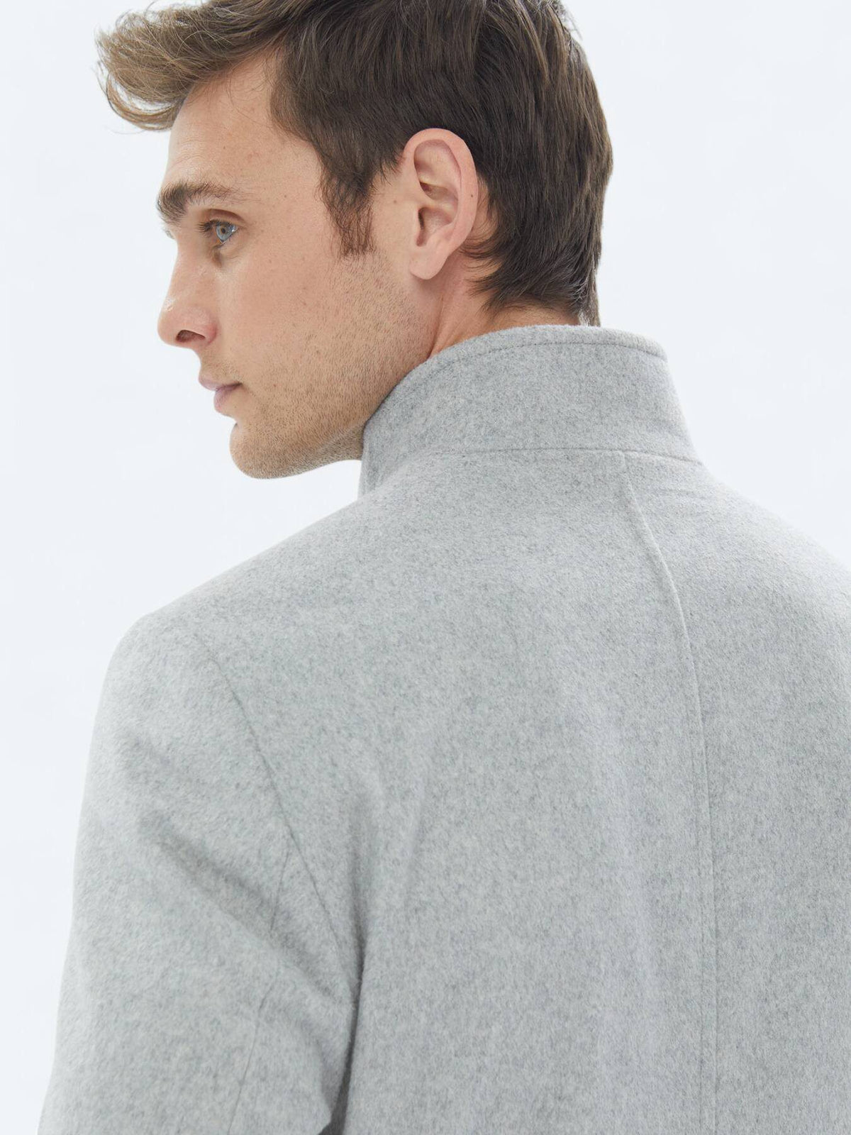 Grau Regular Fit Rollkragenmantel