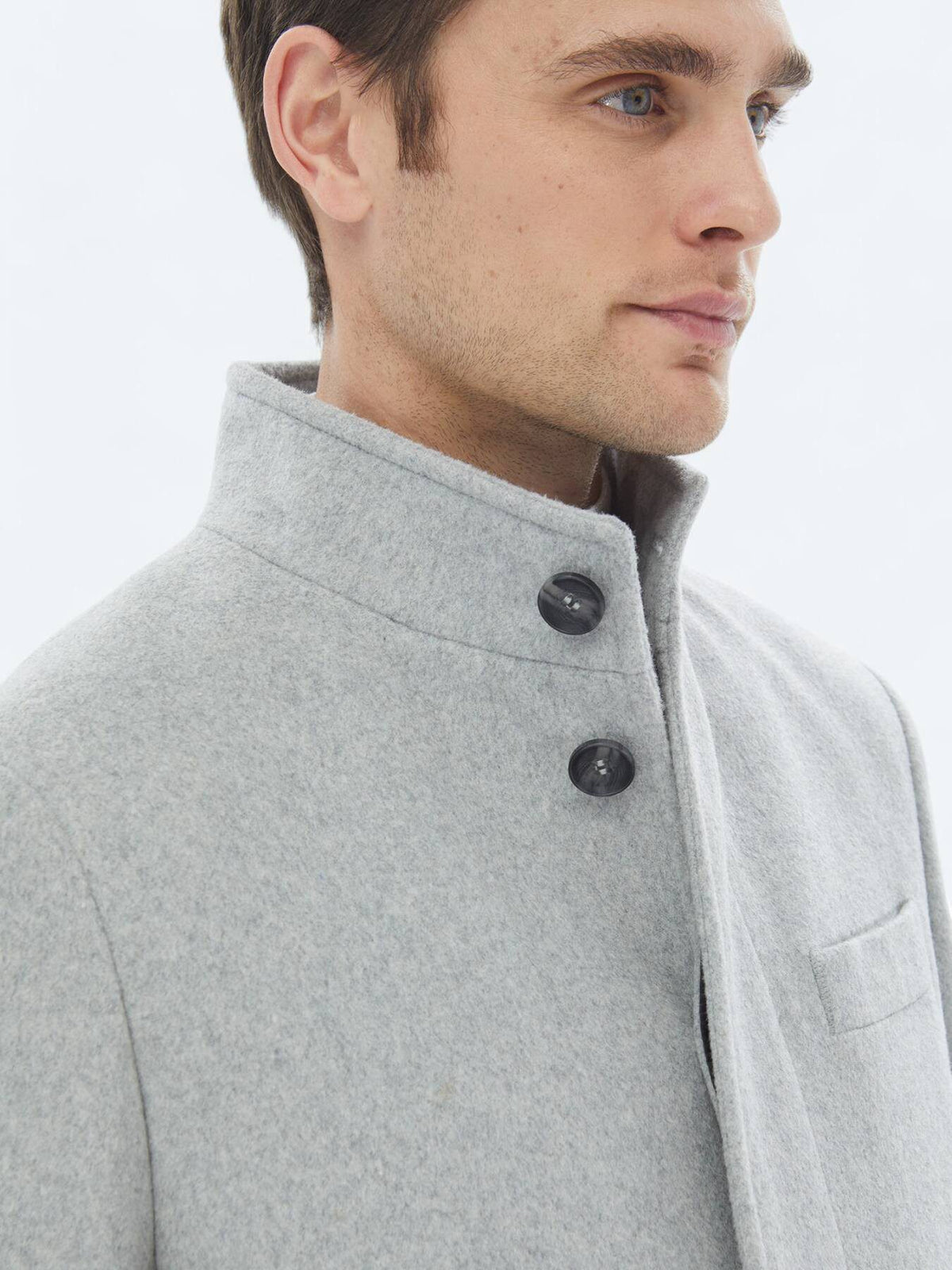 Grau Regular Fit Rollkragenmantel