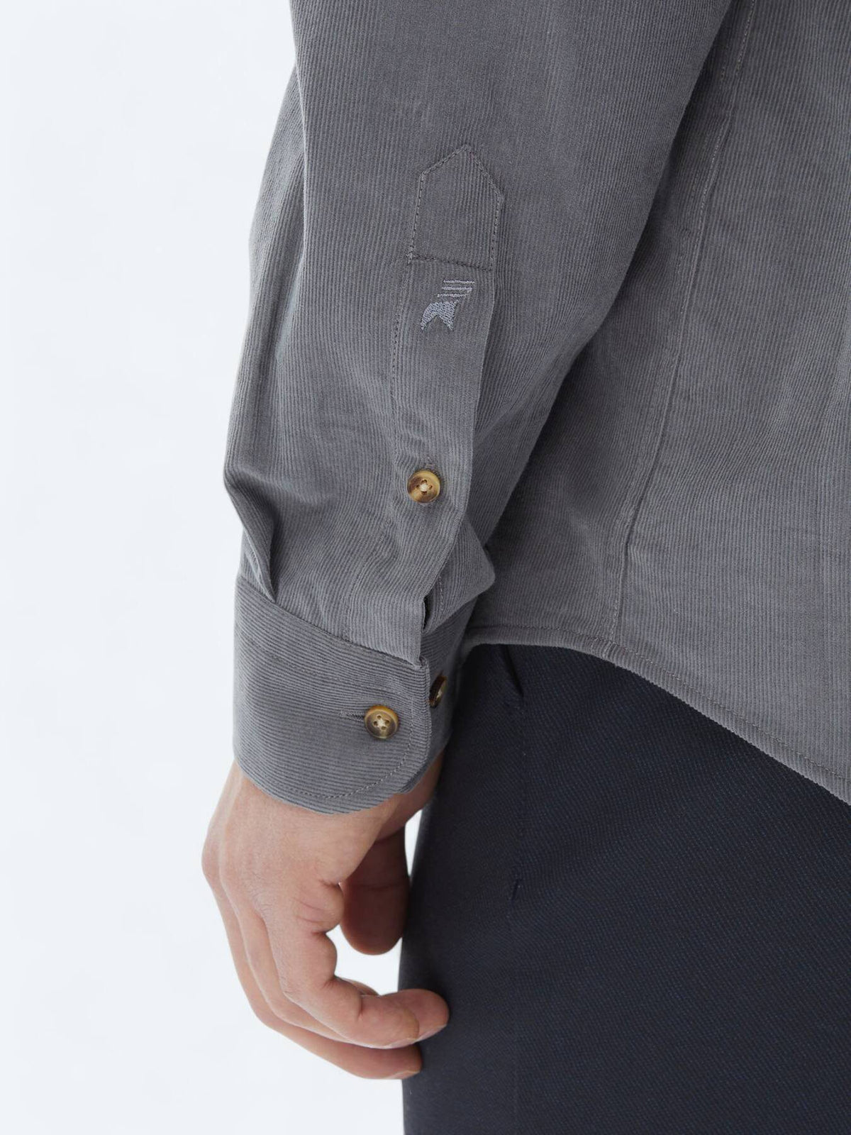 Grau Geripptes Freizeit Baumwollshirt