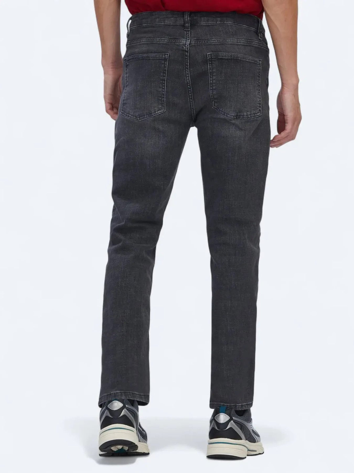 Grau Slim Fit Denim Baumwollhose