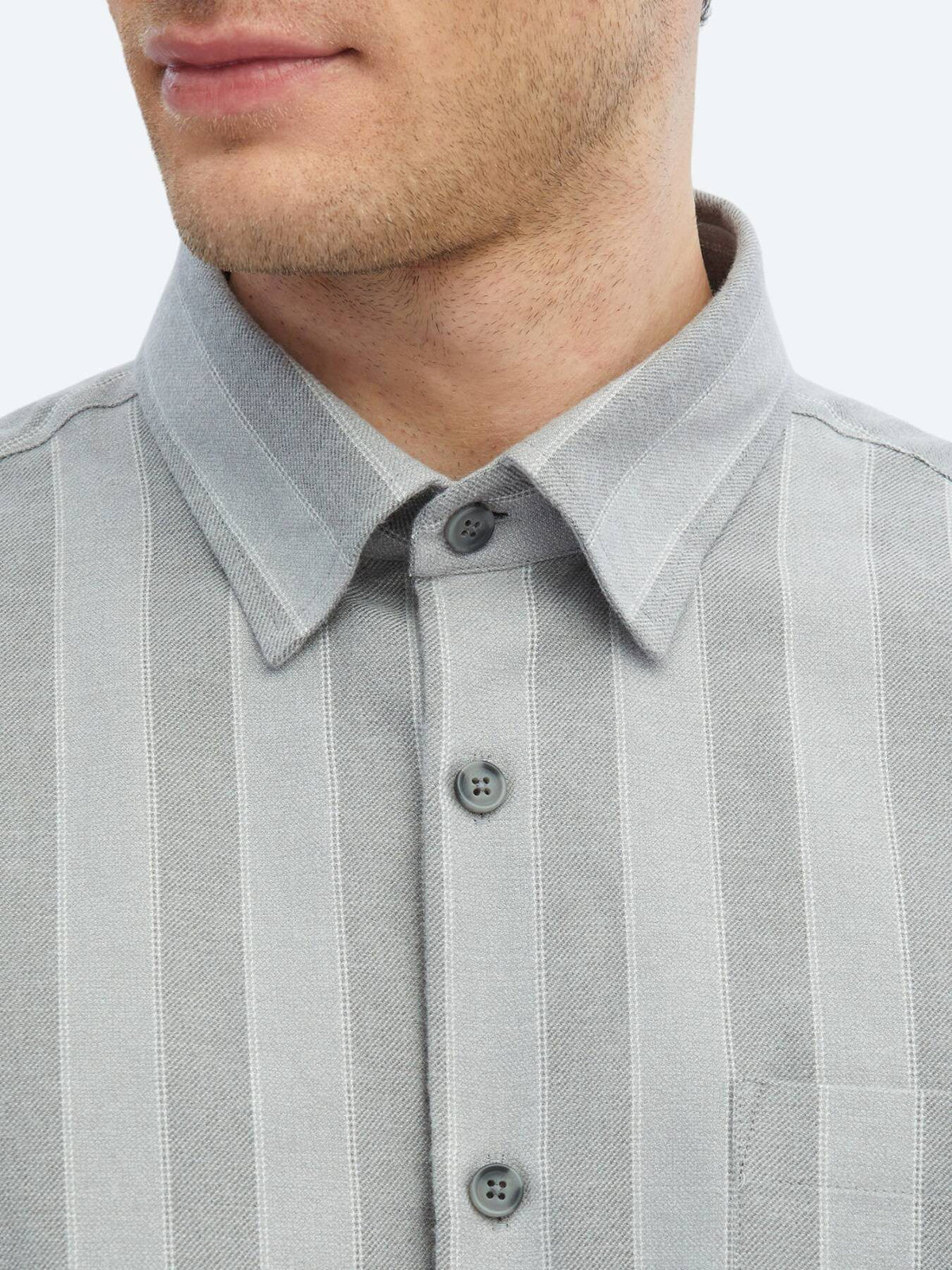 Grau Gestreiftes Oversized Baumwollhemd