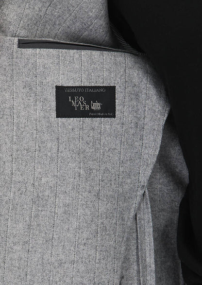 Grau Gestreiftes Hemd Schulter Slim Fit Jacke