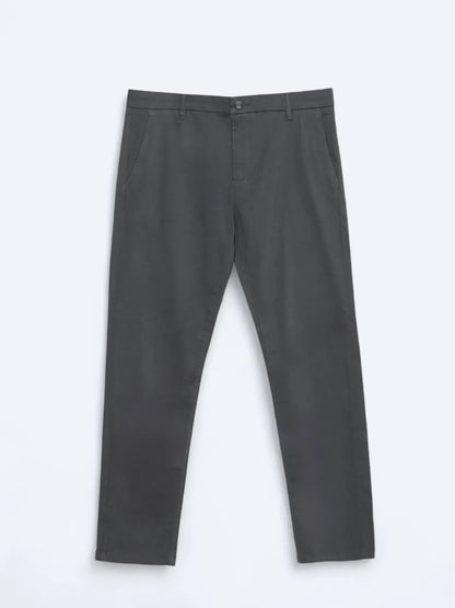 Graue Weberei Regular Fit Freizeit Baumwollmischung Hose